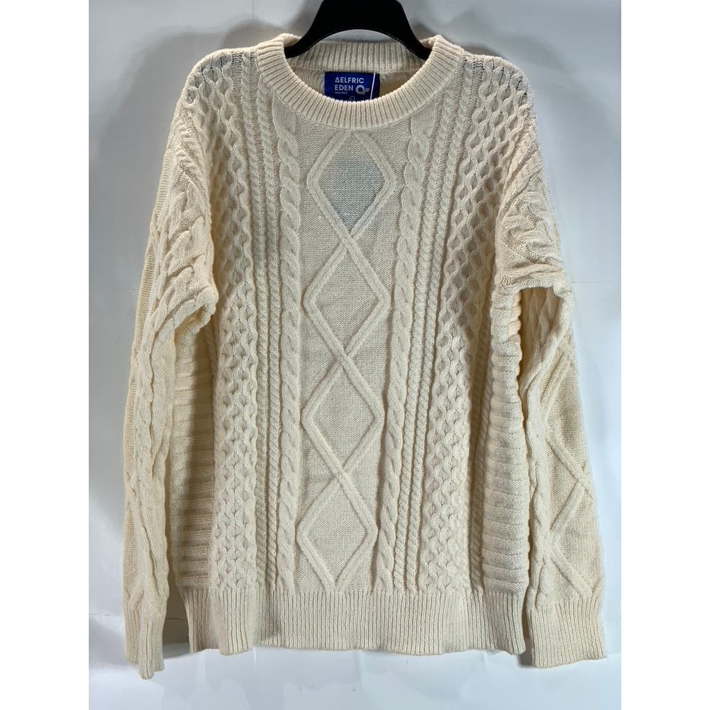 AELFRIC EDEN Unisex Beige Eden Oversized Crewneck Cable-Knit Sweater SZ L