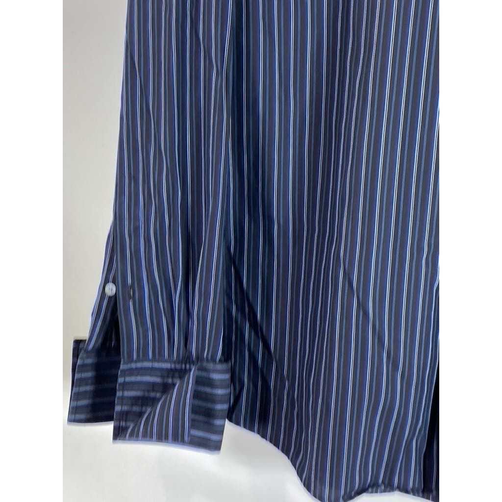 BANANA REPUBLIC Men's Black/Blue Pinstripe Button-Up Long Sleeve Shirt SZ15/15.5
