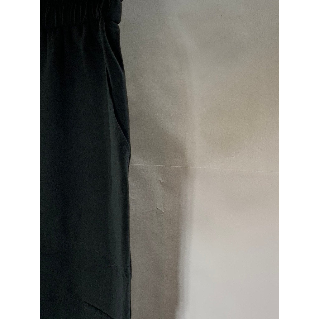 A NEW DAY Women's Solid Black Elasticized Pull-On Straight-Leg Cargo Pants SZ XS