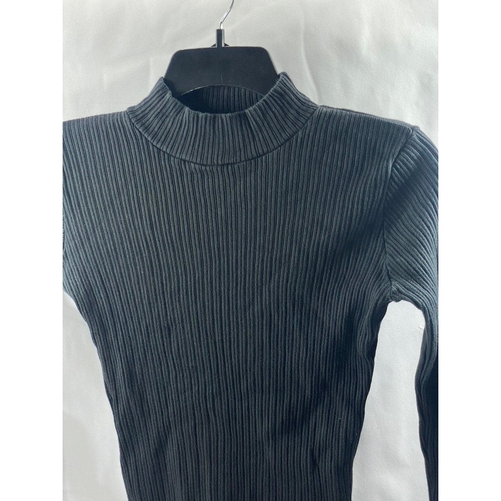 BRANDY MELVILLE Women's Black Rib Knit Long Sleeve Turtleneck Top SZ OS