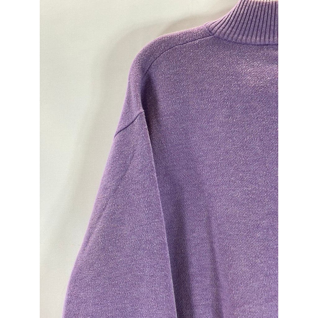 PETER MILLAR Men's Purple Quarter-Zip Hamilton Farm Golf Club Patch Sweater SZ M