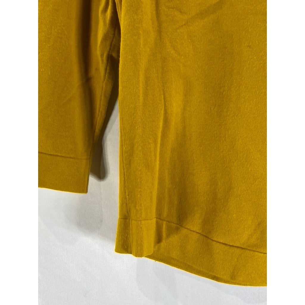 ANN TAYLOR Women's Yellow-Gold Solid Boatneck Long Sleeve Top SZ M