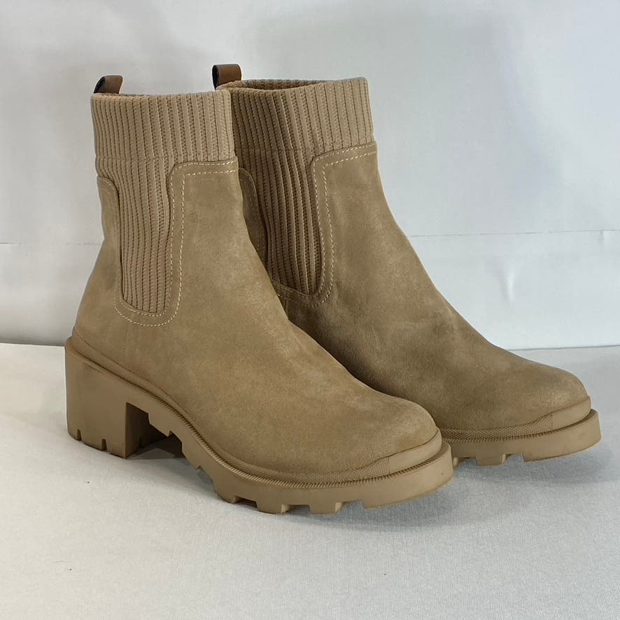 STEVEN NEW YORK Women's Tan Darla Lug-Sole Pull-On Sock Boots SZ 9