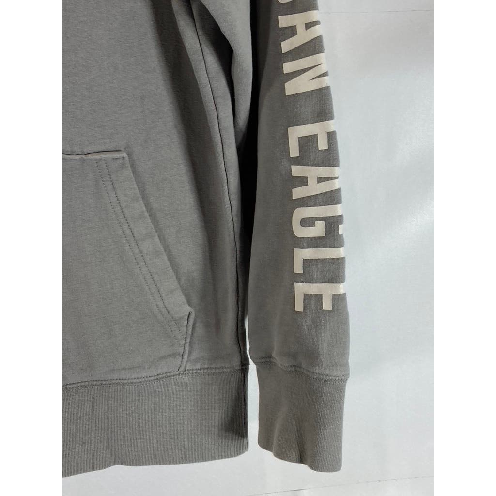 AMERICAN EAGLE Men's Light Grey Super Soft AE Logo Graphic Pullover Hoodie SZ XS