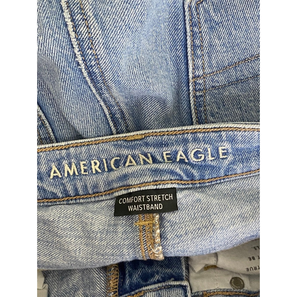 AMERICAN EAGLE Women's Light Blue Distressed Comfort Stretch Waist Jean SZ 4