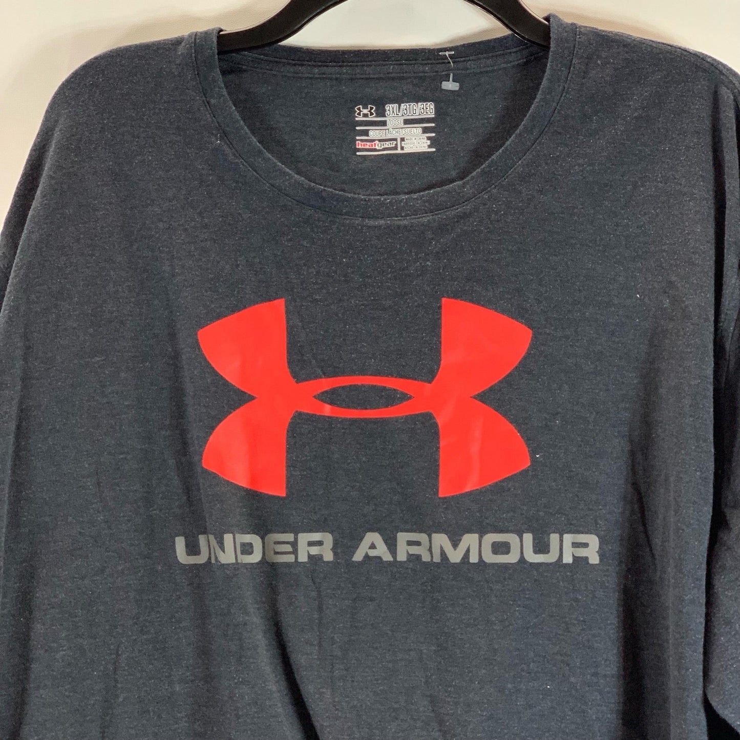 UNDER ARMOUR Men's Charcoal Loose-Fit Graphic Crewneck Long Sleeve T-Shirt SZ3XL