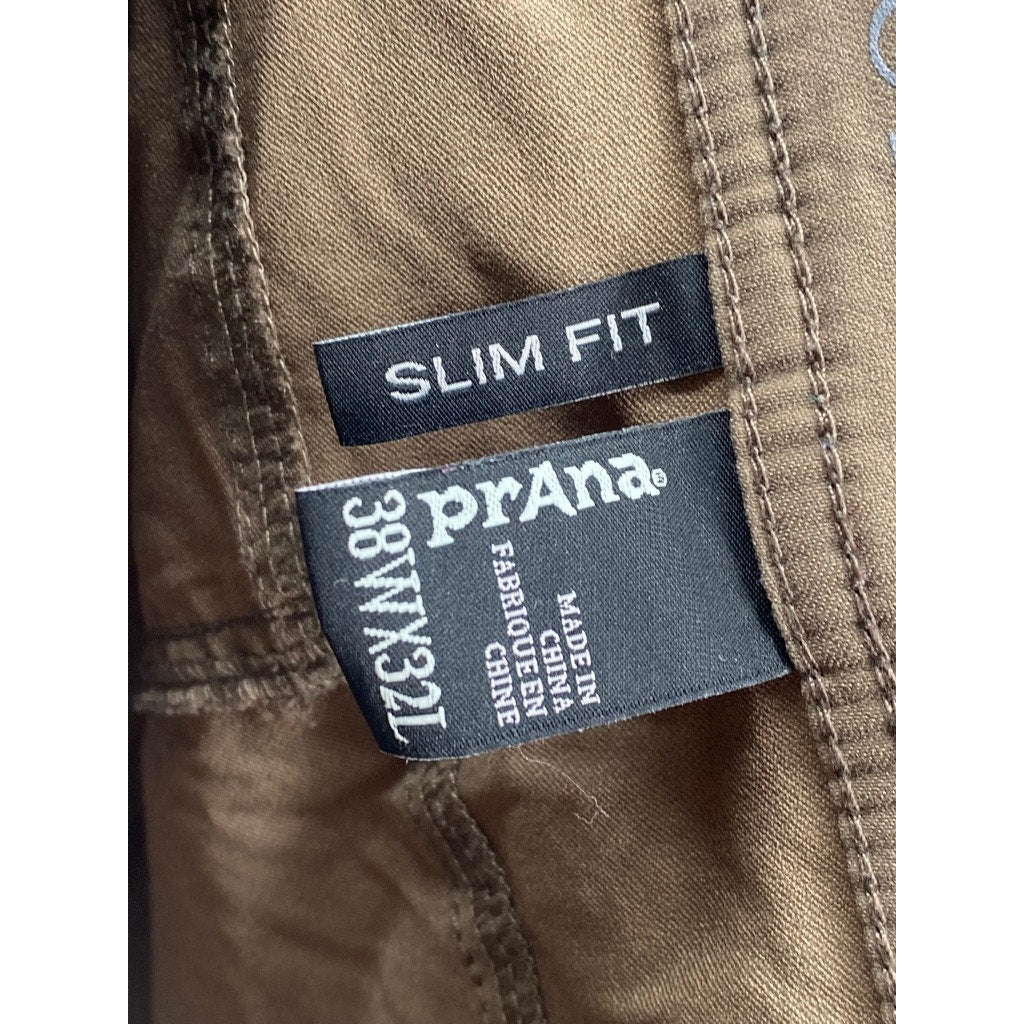PRANA Men's Light Brown Slim-Fit Straight-Leg Casual Pant SZ 38X32