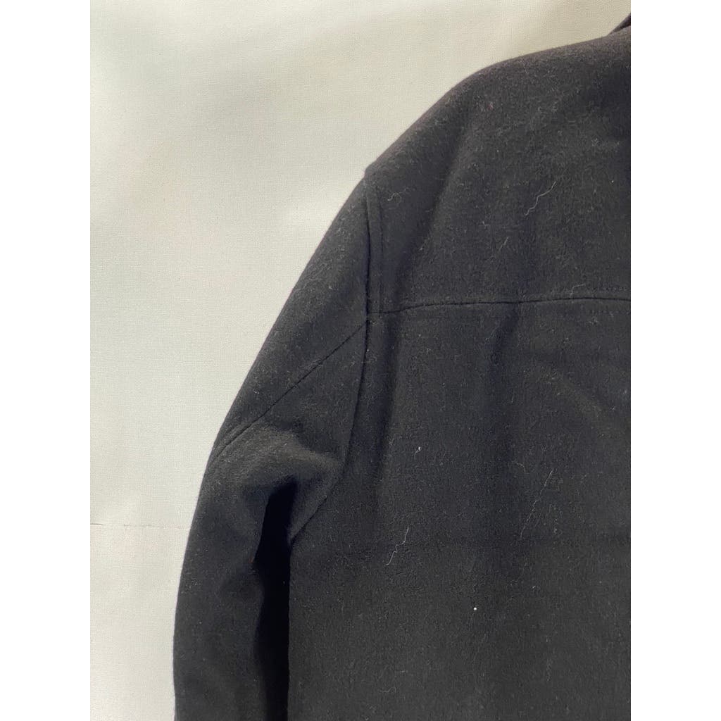 CALVIN KLIEN Men's Black Wool-Blend Knit-Trim Bomber Zip-Up Jacket SZ S