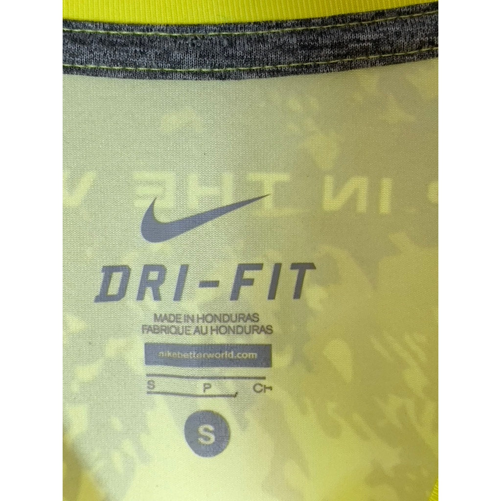 NIKE Men's Yellow/Green Dri-Fit Pit Crew Logo Crewneck Short Sleeve T-Shirt SZS