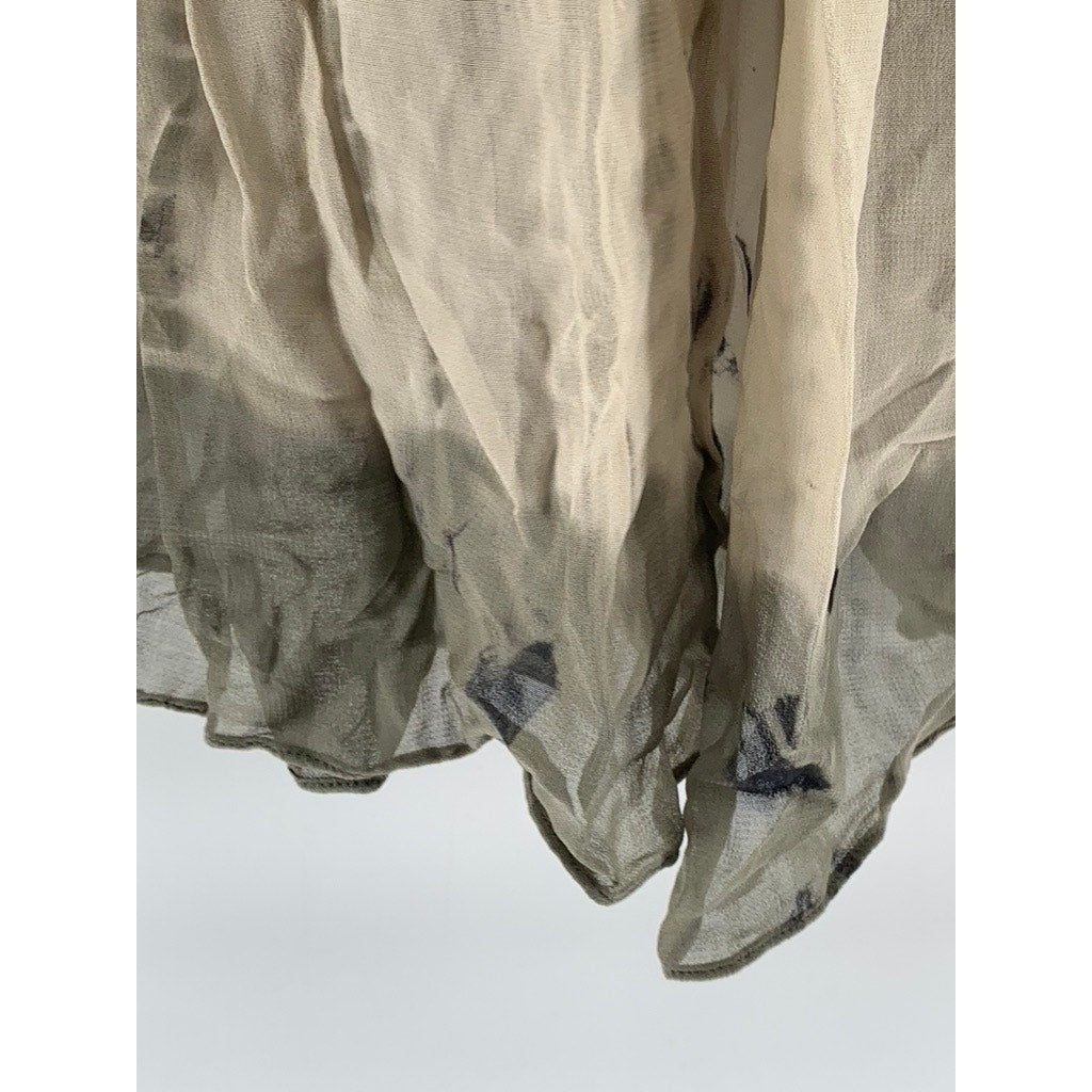 ZARA Women's Beige Printed Pull-On Pleated A-Line Midi Skirt SZ M