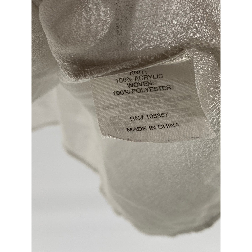 A.N.A A NEW APPROACH Women’s Black-White Knit Layered Long Sleeve Top SZ S