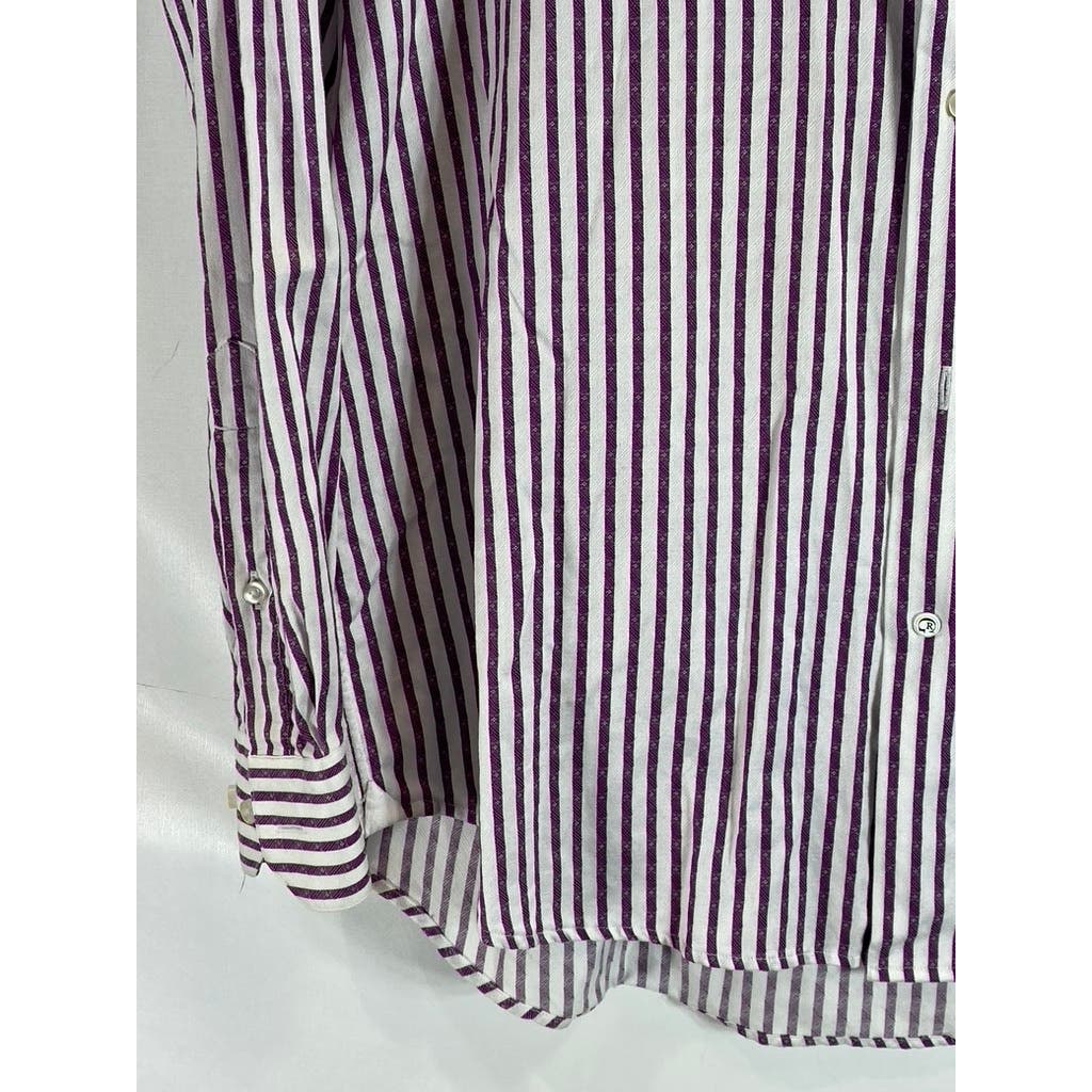 ROBERT GRAHAM Men's White/Burgundy Striped Knowledge Wisdom Truth Shirt SZ 17