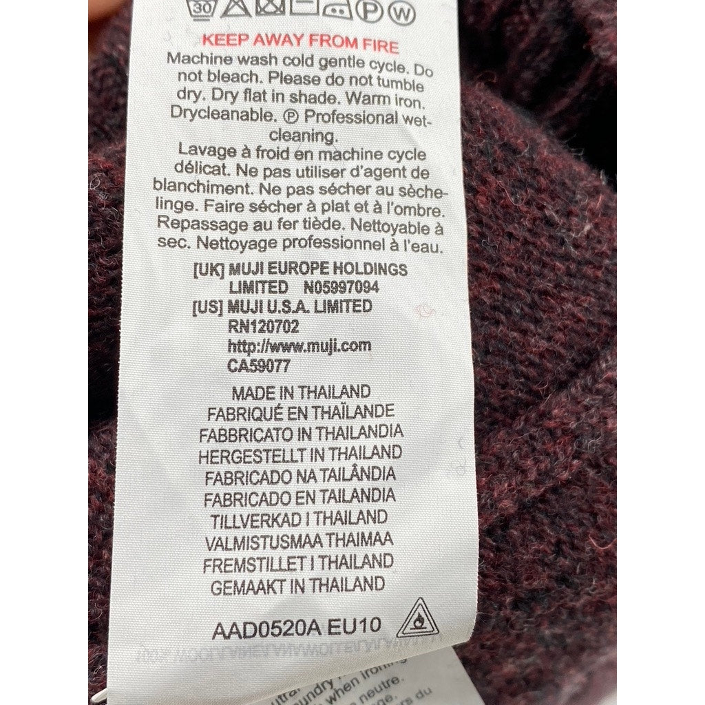 MUJI Men's Heather Burgundy Wool Crewneck Pullover Sweater SZ L