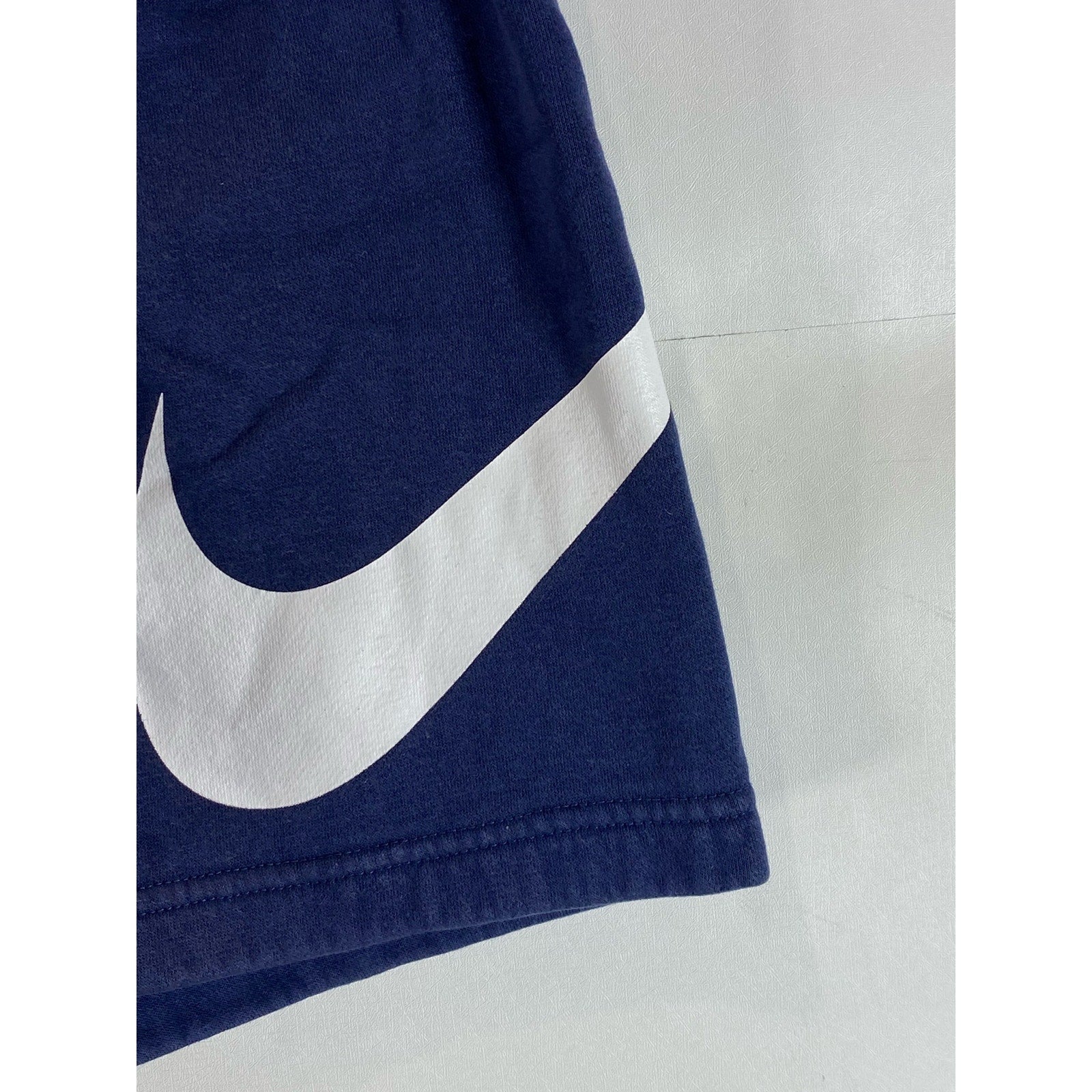 NIKE Men's Navy/White Large Swoosh Logo Pull-On Sweat Shorts SZ S