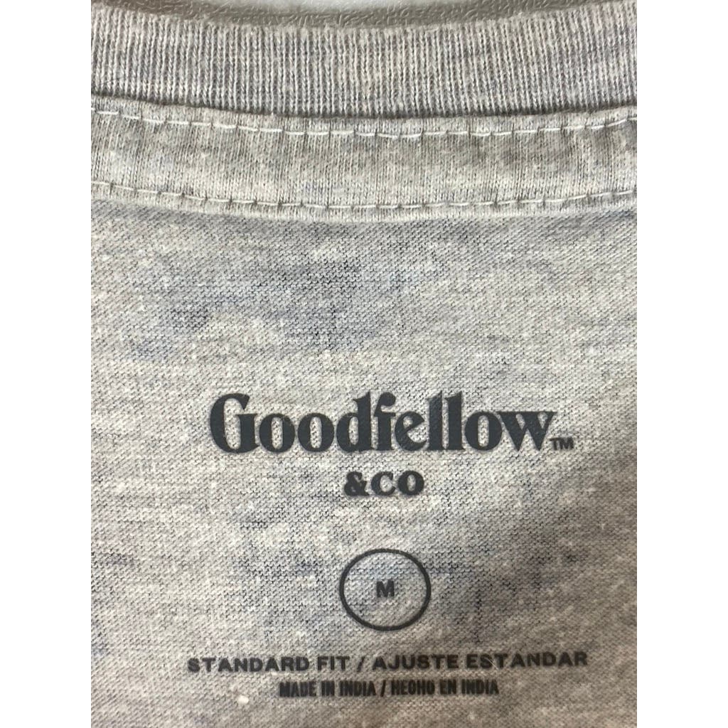 GOODFELLOW & CO Men's Grey Palm Tree Print Crewneck Standard-Fit T-Shirt SZ M
