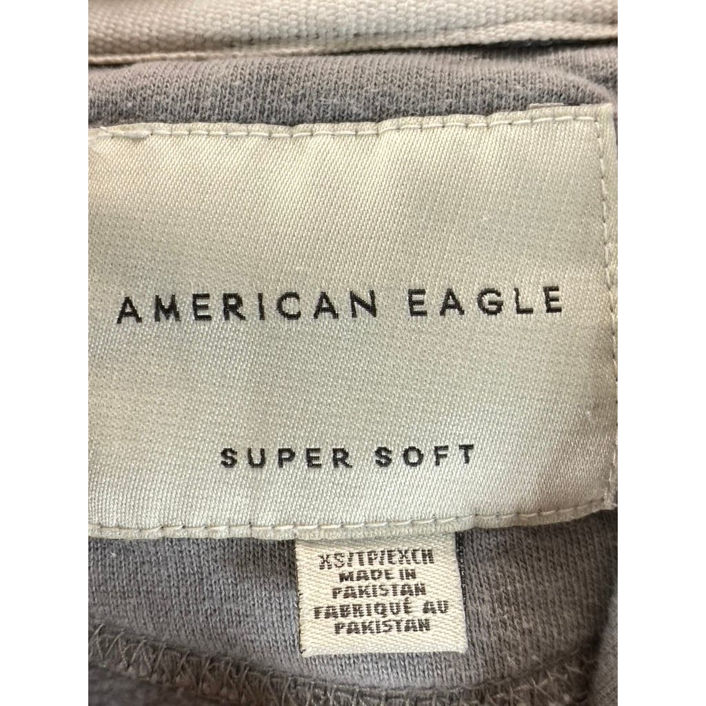 AMERICAN EAGLE Men's Light Grey Super Soft AE Logo Graphic Pullover Hoodie SZ XS