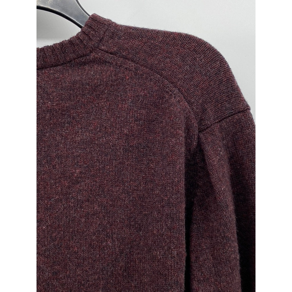 MUJI Men's Heather Burgundy Wool Crewneck Pullover Sweater SZ L