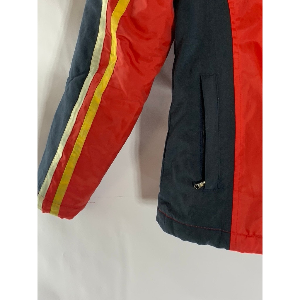 ECKORED Women's Vintage Red/Black Racecar Zip-Up Stand Collar Jacket SZ S
