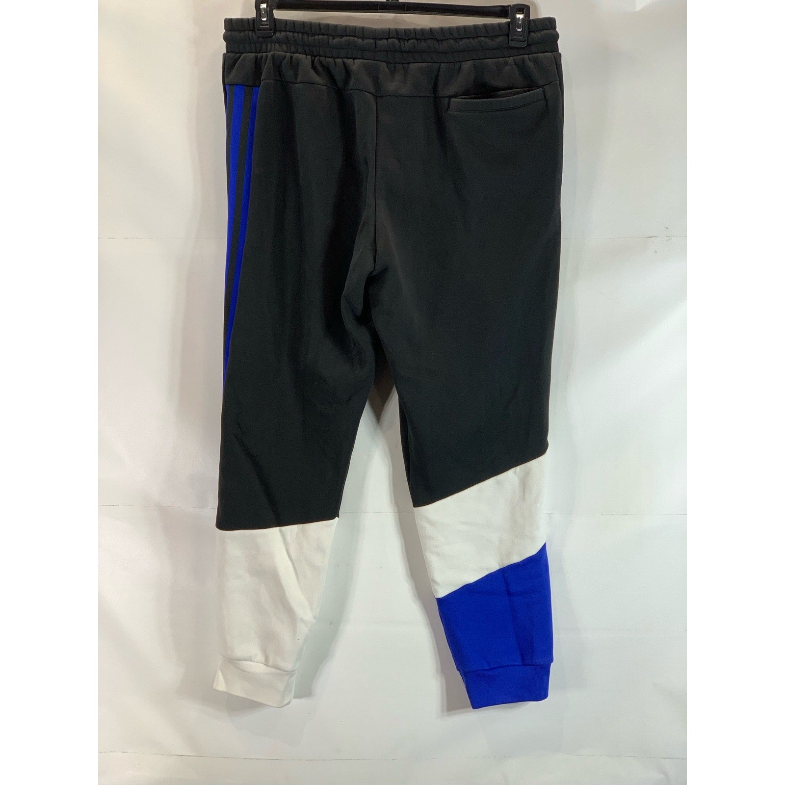 ADIDAS Men's Black/Blue/White Colorblock Fleece Drawstring Pull-On Pants SZ 2XL