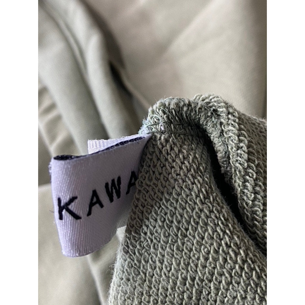MODAKAWA Women's Olive Green Frog Zipper Envelope Oversized Hoodie SZ M