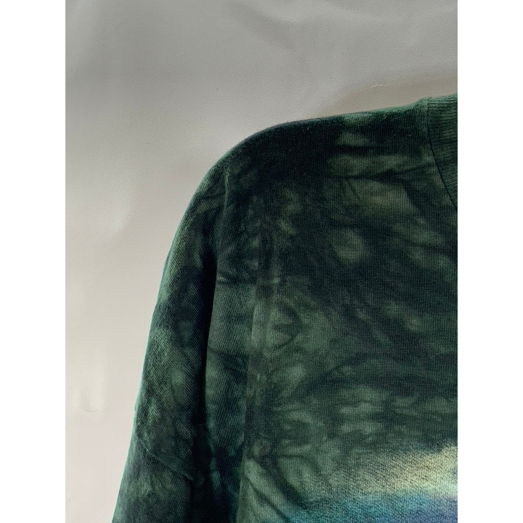 THE MOUNTAIN Women's Green Tie-Dye Native American Short Sleeve T-Shirt SZ 2XL