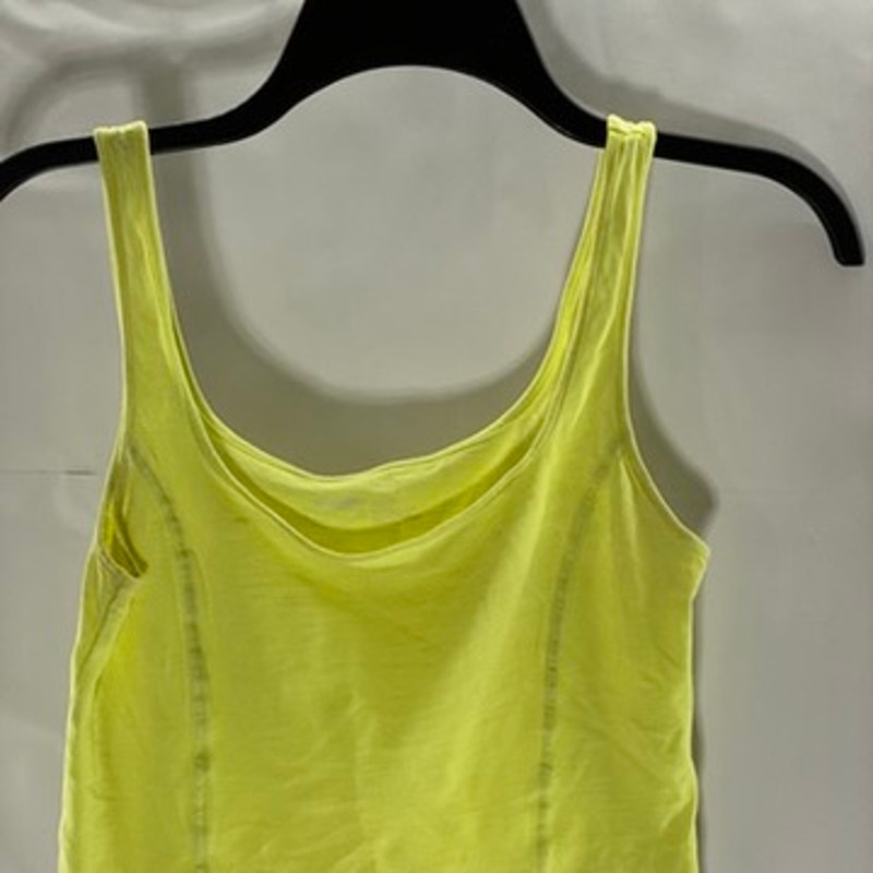 AERIE Women's Neon Yellow Straight-Neck Casual Tank Crop Top SZ XS