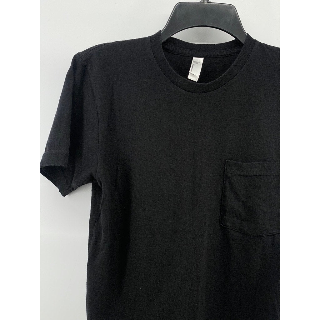 AMERICAN APPAREL Men's Black Solid Crewneck Short Sleeve Classic T-Shirt SZ S