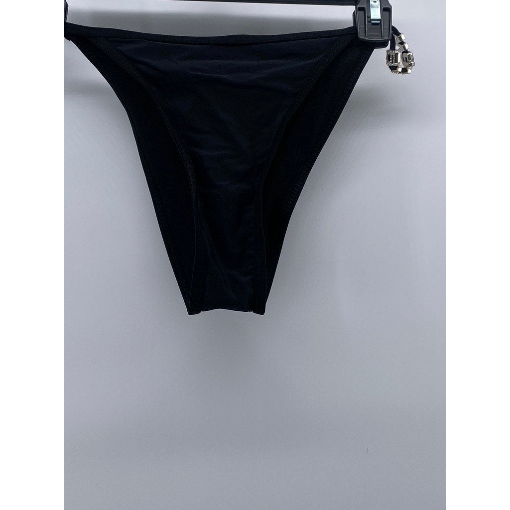 ALEXANDER WANG Women's Black Logo Embellished Hipster Bikini Bottom SZ XL