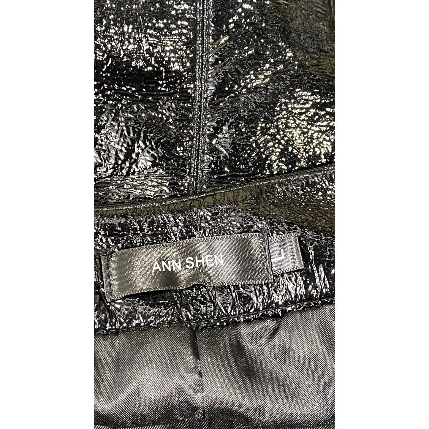 ANN SHEN Women's Black Faux Leather Straight Mini Skirt SZ L
