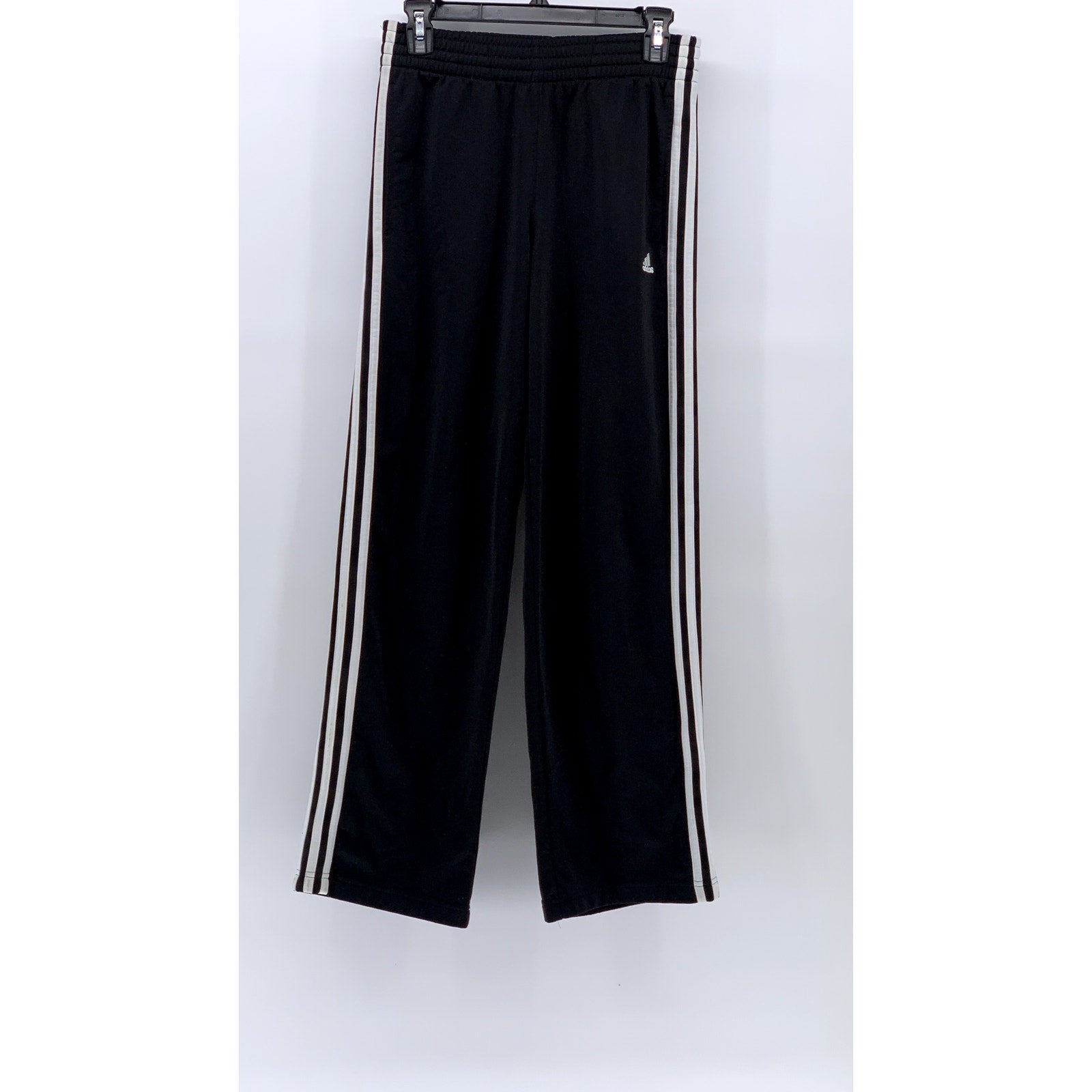 ADIDAS Men's Black-White 3-Stripe Relaxed Fit Straight Leg Track Pants SZ S