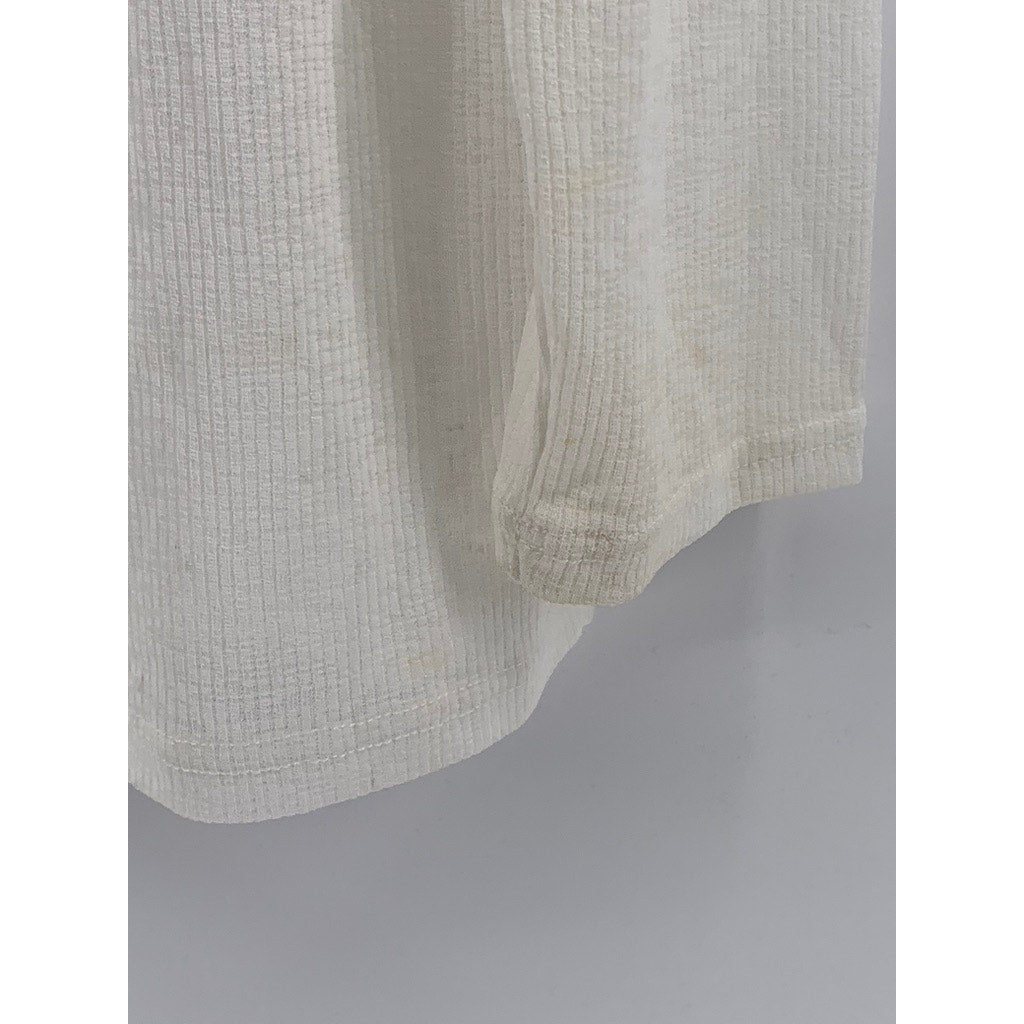 GU Women's Off-White Crewneck Lightweight Textured Oversized Long Sleeve Top SZS