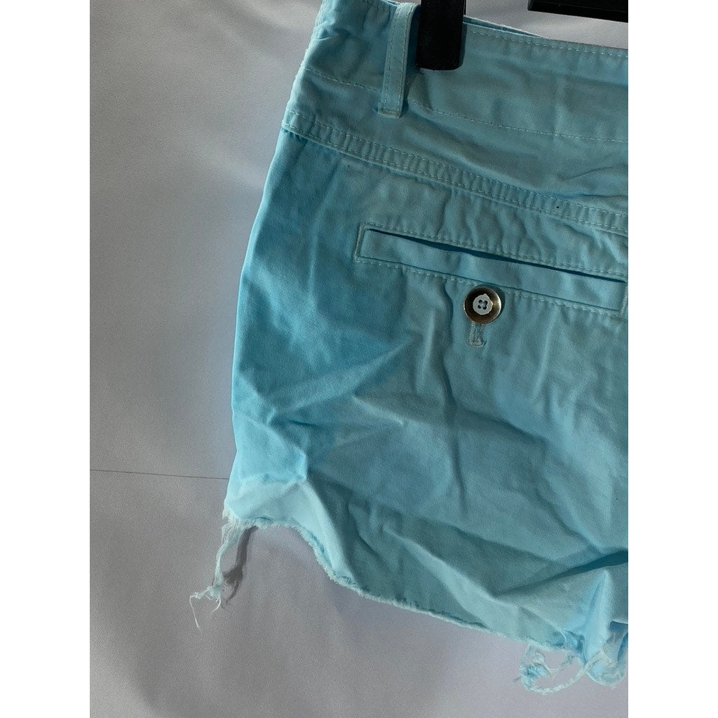 GAP Women's Light Blue Raw-Hem Regular-Fit Shorts SZ 0
