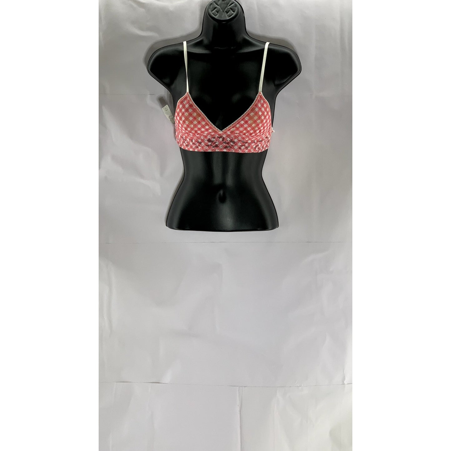 HANKY PANKY Women's Pink Do-Si-Do Checkered Lace Padded Bralette SZ XS