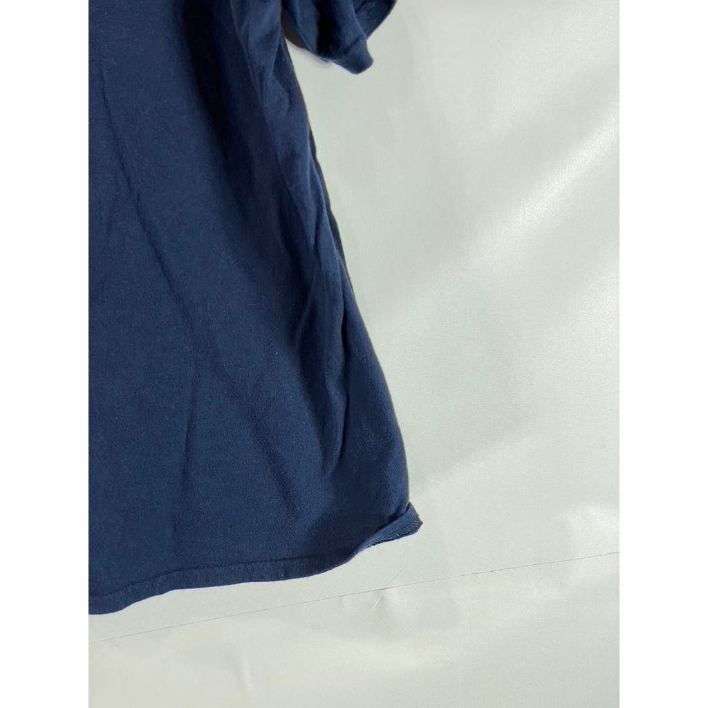 BOOHOO Men's Navy Crewneck Oversized Tonal Drip Face Graphic T-Shirt SZ L