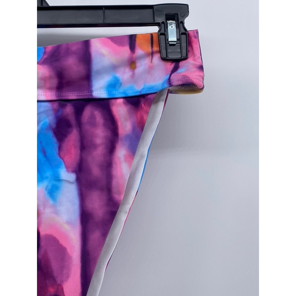 MATTTE COLLECTION Women's Purple Tie-Dye High-Rise Cheeky Bikini Bottom SZ M
