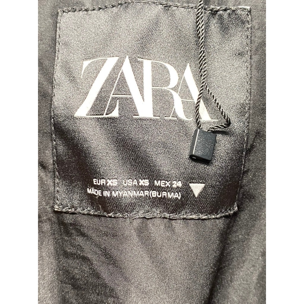 ZARA Women's Black Zip-Up Stand Collar Long Sleeve Puffer Jacket SZ XS