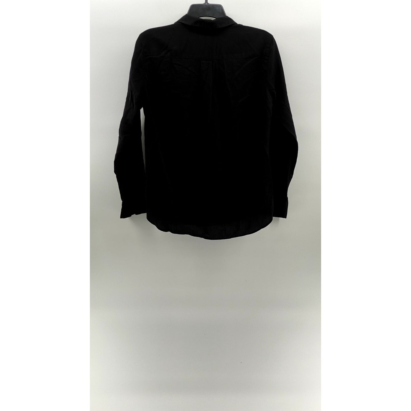 UNIQLO Women's Black Solid Button-Up Regular-Fit Long Sleeve Top SZ S