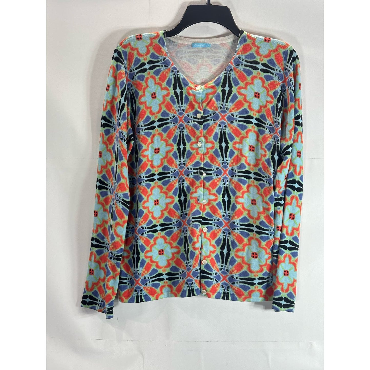 J. MCLAUGHLIN Women's Multi Mosaic Print Button-Up Cardigan Sweater SZ M