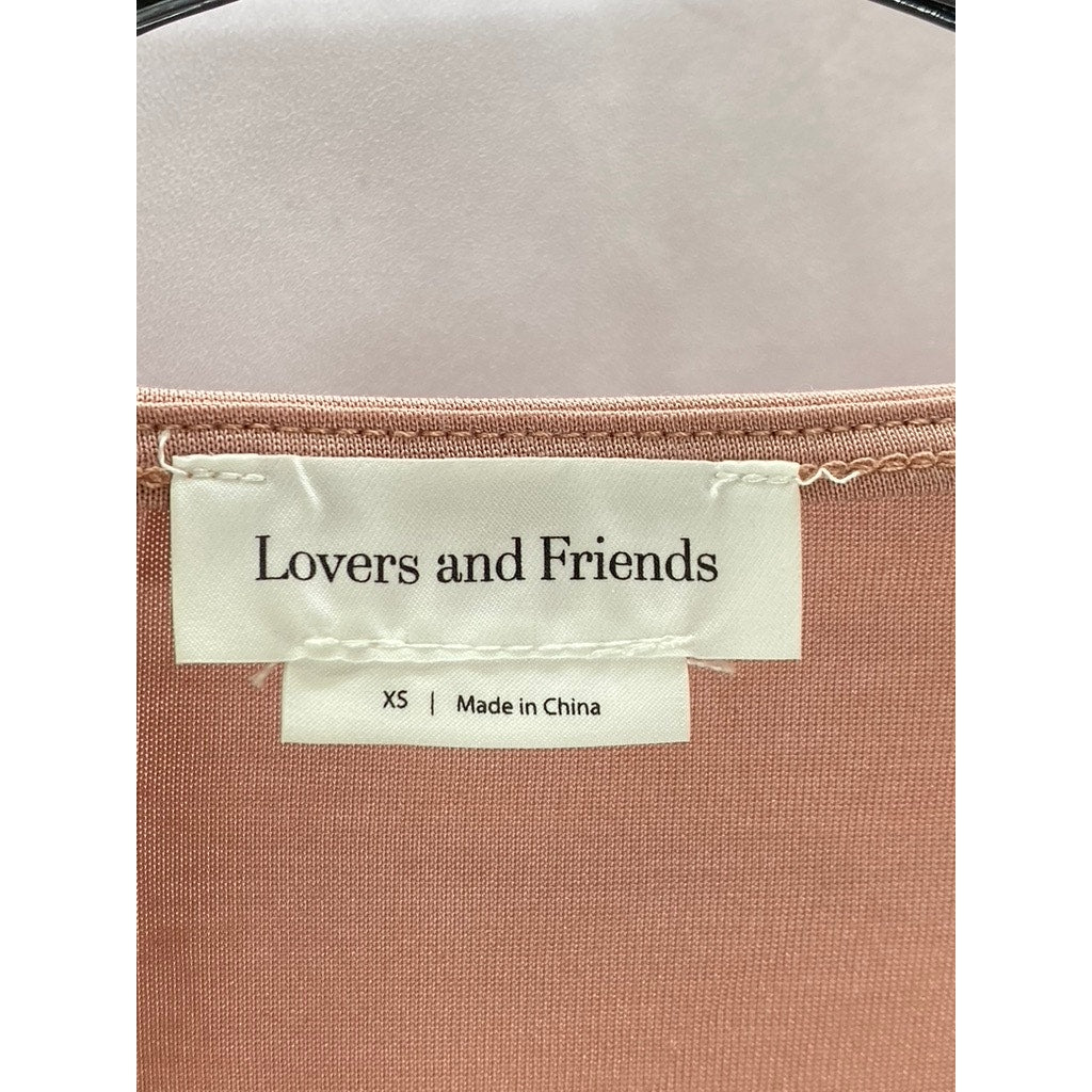 LOVERS AND FRIENDS Women's Salmon Pink V-Neck Long Sleeve Wrap Mini Dress SZ XS