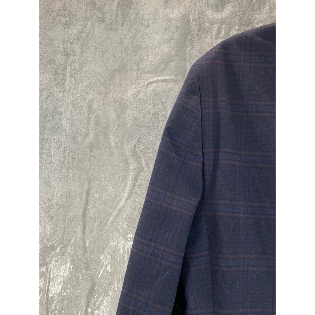 TOMMY HILFIGER Men's Navy Windowpane Two-Button Modern-Fit Sport Coat SZ 38R