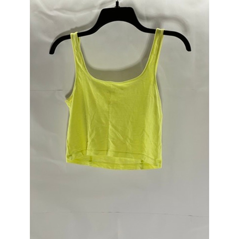 AERIE Women's Neon Yellow Straight-Neck Casual Tank Crop Top SZ XS