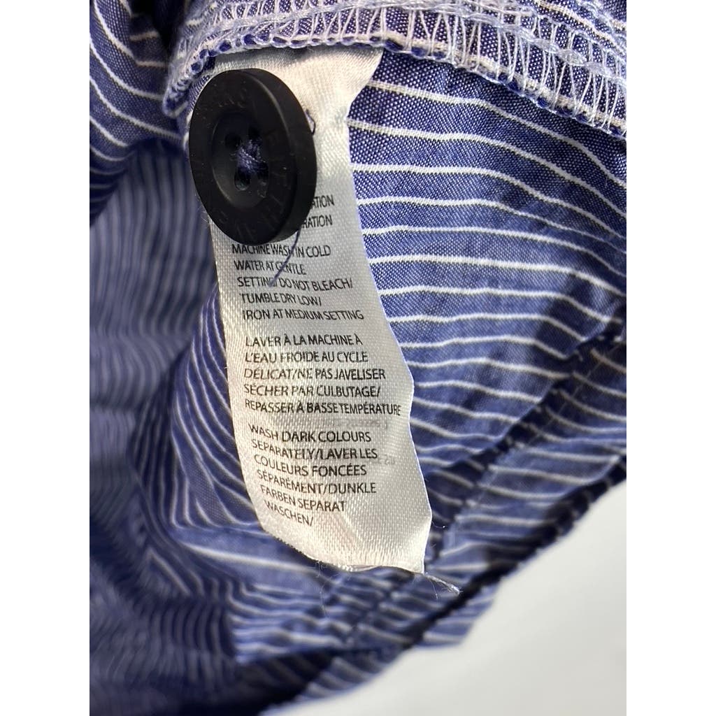 SAKS FIFTH AVENUE Men's Blue/White Striped Button-Up Long Sleeve Shirt SZ XL