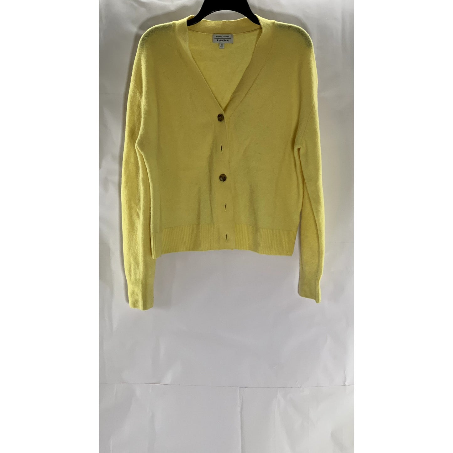 STOCKHOLM ATELIER & OTHER STORIES Women's Yellow Wool-Blend V-Neck Cardigan SZ S