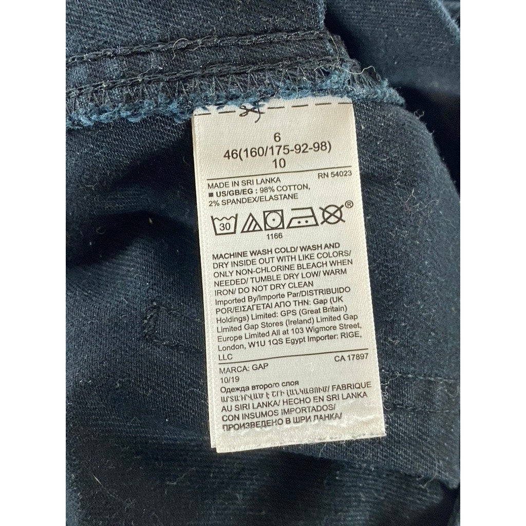 GAP Women's True Black High-Rise Wide-Leg Cropped Chino Pant SZ 6