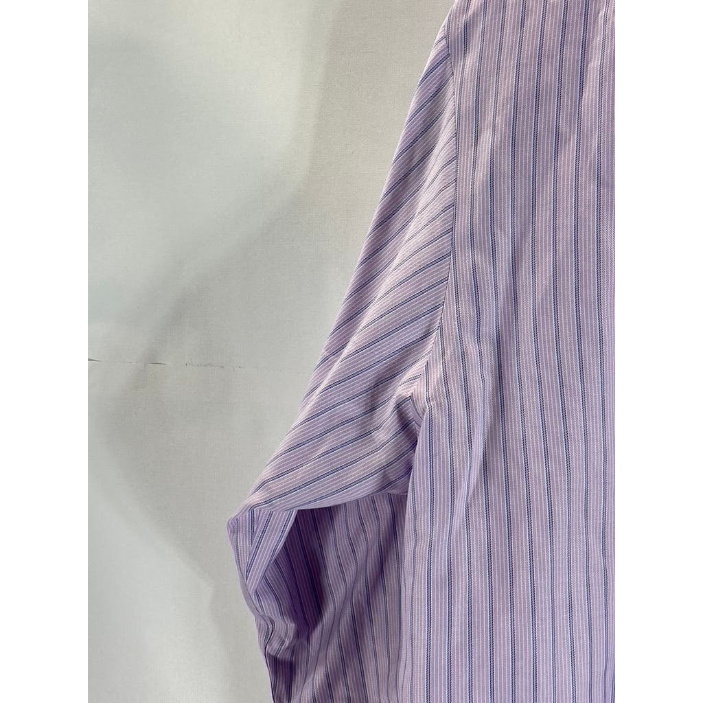 BROOKS BROTHERS 346 Men's Purple Striped Slim-Fit Button-Up Dress Shirt SZ 18