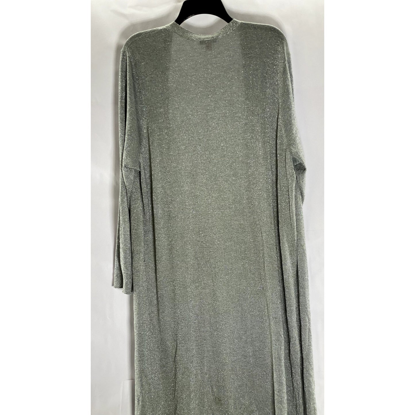 VINCE CAMUTO Women's Plus Size Gray Metallic Open-Front Long Cardigan SZ 3X
