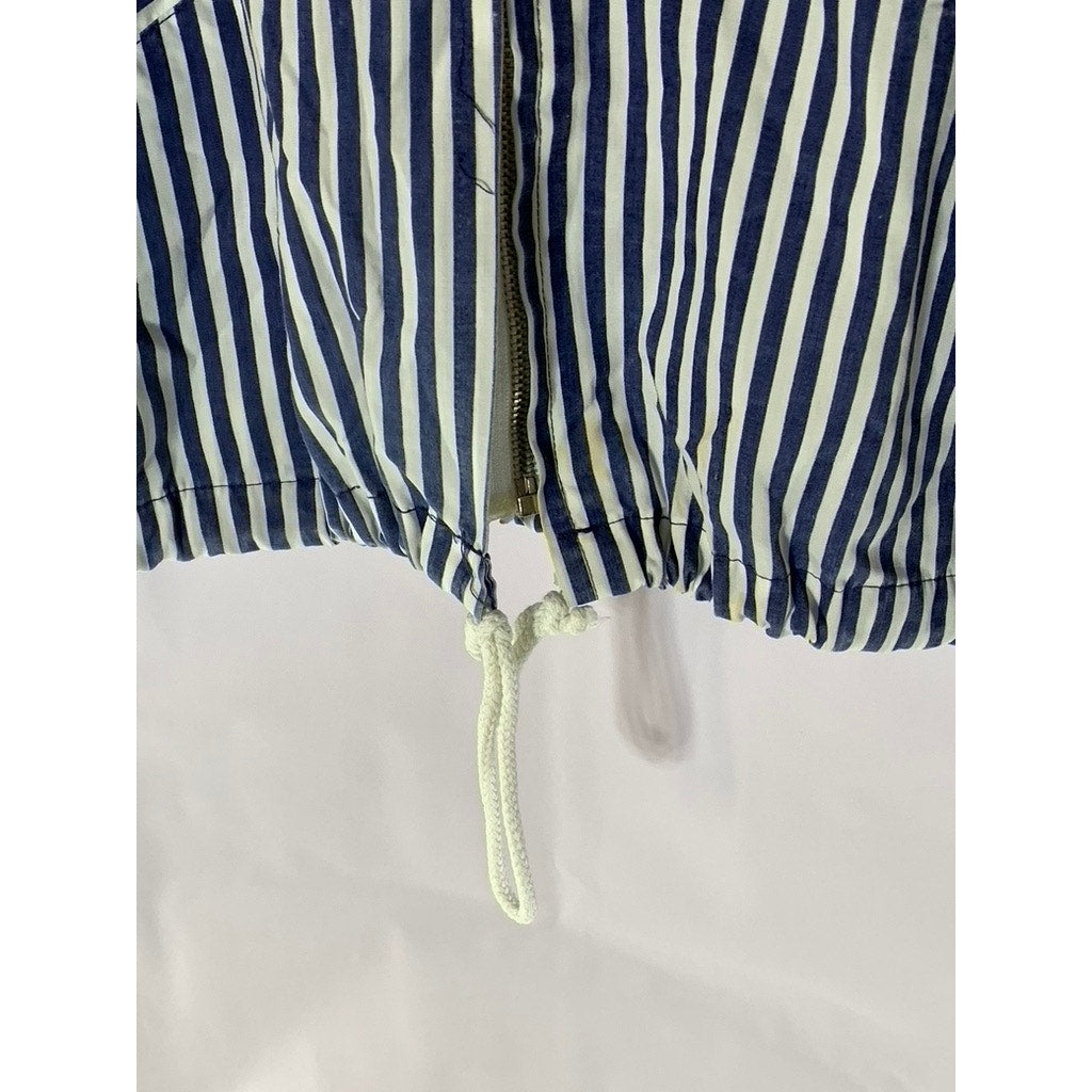 LIMON COMPANY Women's Navy/White Striped Zip-Up Marine Hooded Jacket SZ 2
