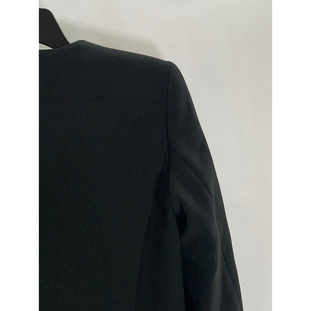 MANGO SUIT Women's Black Solid Double-Breasted Collarless Blazer SZ 2XS
