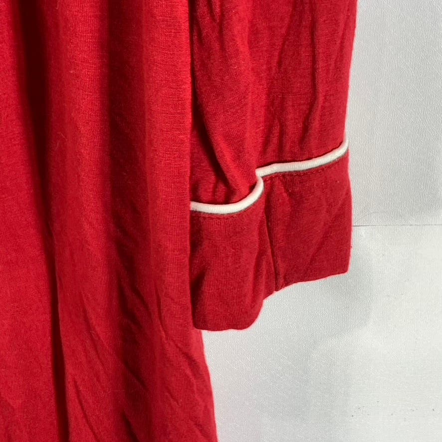 CYNTHIA ROWLEY Women's Dark Red Essential Long Sleeve Button-Down Nightshirt SZS