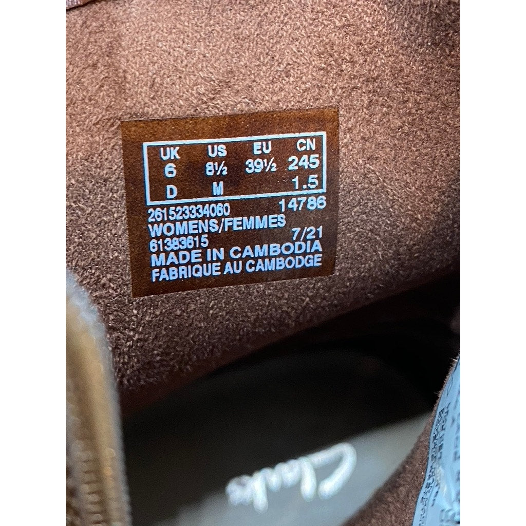 CLARKS Women's Brown Leather Orinoco Round-Toe Side-Buckle Combat Boots SZ 8.5